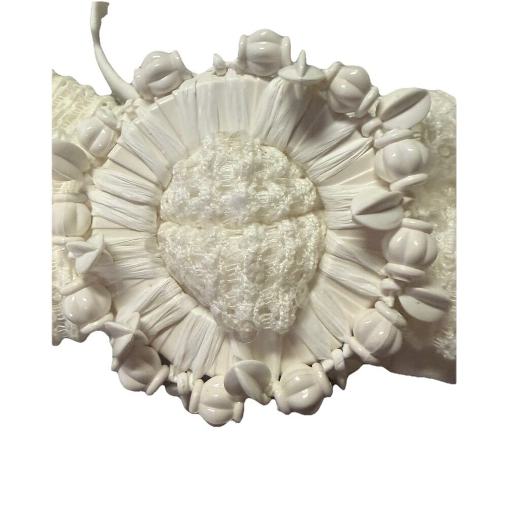 Outcast Mini White White Sequin One Shoulder Mini Dress Shell Brooch - Sz Small - Picture 5 of 9